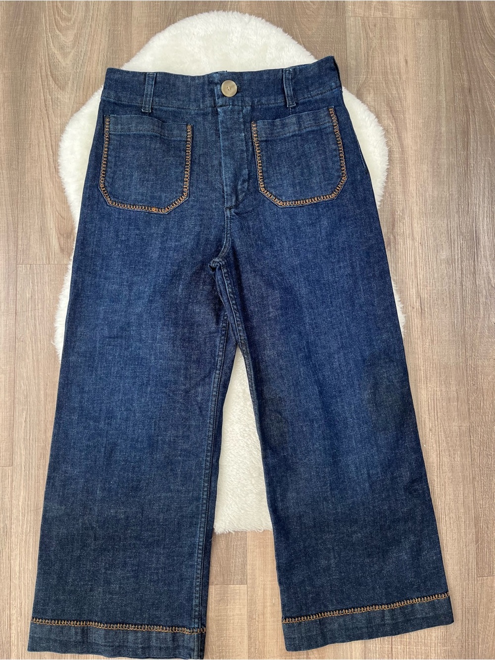 Maeve Colette Whipstitch High-Rise Wide-Leg Cropped Jeans - Picture 2 of 11